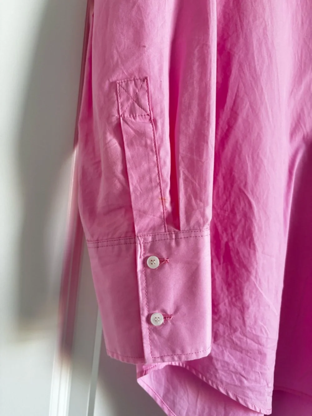 Zara Bright Pink Cotton Button-Up Shirt size small - Picture 4 of 8